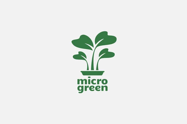 Microgroen Logo Met Groentepruitjes Als Icoon — Stockvector