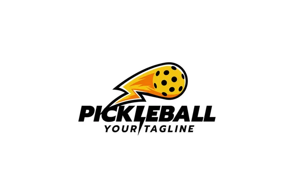 stock vector dynamic pickleball logo with a combination of moving ball and lightning as the icon.