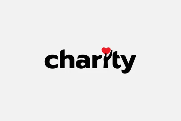 Logo Caridad Con Letra Forma Una Mano Que Salva Corazón — Vector de stock