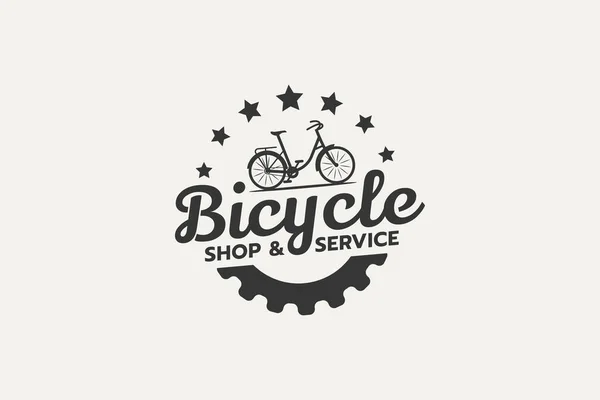 Loja Bicicletas Logotipo Serviço Com Uma Combinação Bicicleta Engrenagem Estilo — Vetor de Stock