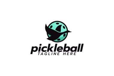 Pickleball kulübü, turnuva, antrenman vs. için top ve uçan ördek kombinasyonlu yankesicilik logosu.