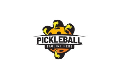 Pickleball kulübü, turnuva, antrenman vesaire için top ve kartal pençesi kombinasyonlu bir logo..