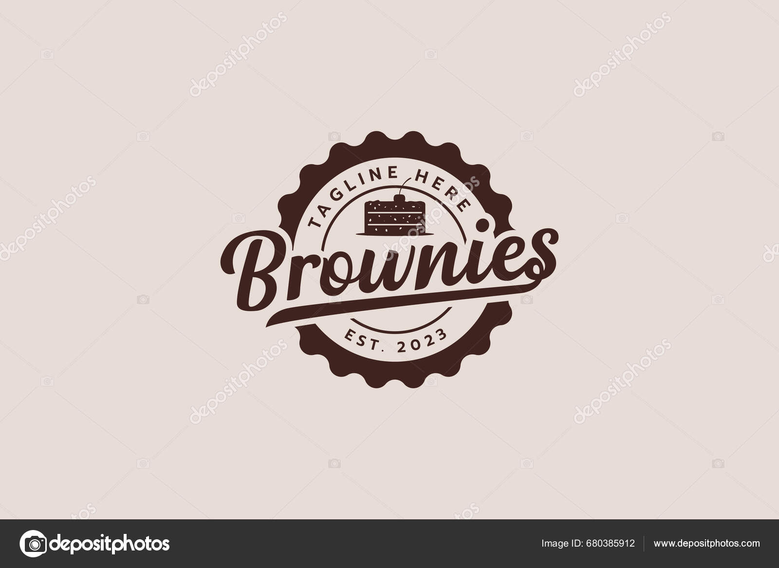 Brownies Logo Combination Brownies Beautiful Lettering Form Emblem