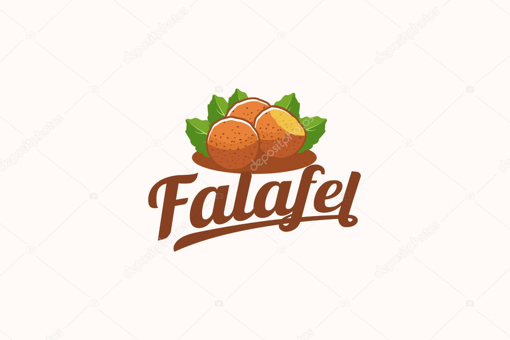 Falafel logo with beautiful lettering for middle eastern restaurants, cafes, food trucks, etc.