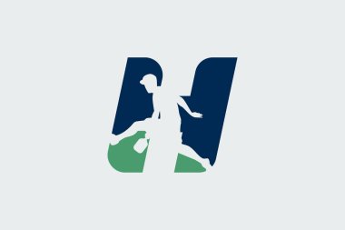 letter h logo with a jumping pickleball player silhouette. It is good for team logo, club, shirt, sticker, etc. clipart