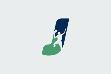 Pickleball oyuncusu silueti olan J harfi logosu. Takım logosu, klüp, gömlek, çıkartma vs. için iyidir..