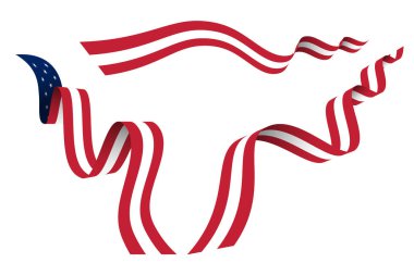 Ulusal kutlamalar, etkinlikler ve Bağımsızlık Günü, Gaziler Günü gibi tebrik kartları için hazırlanmış Amerikan bayrak kurdelesi..