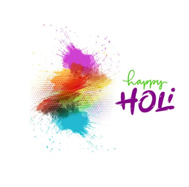 Soyut renkli Mutlu Holi arkaplanının çizimi