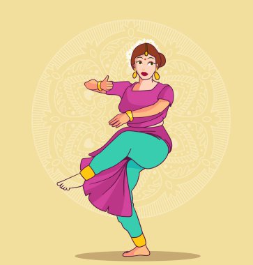 Graceful Bharatanatyam dancer with different mudras  graphic illustration