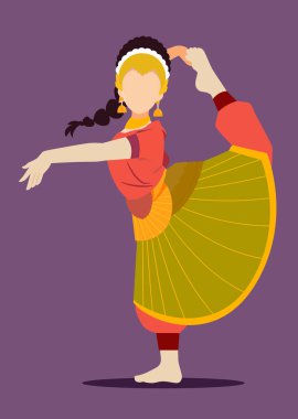Graceful Bharatanatyam dancer with different mudras  graphic illustration