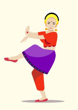 Graceful Bharatanatyam dancer with different mudras  graphic illustration