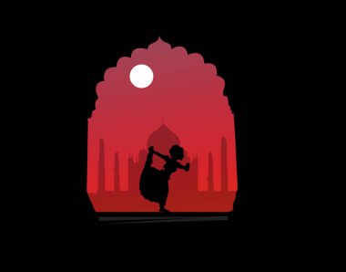Farklı dans poz genç güzel Hint Klasik Dansçı İllüstrasyon.