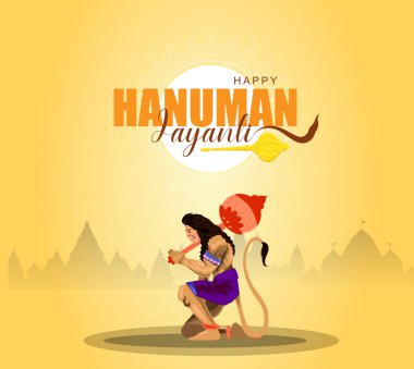 Hanuman Jayanti poster duvar kağıdı tasarımı, Hindu tanrısı siluet arka plan şablonu