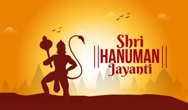 Hanuman Jayanti festivali için soyut arka planda Lord Hanuman 'ın vektör illüstrasyonu