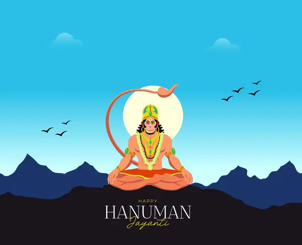 Hanuman Jayanti festivali için soyut arka planda Lord Hanuman 'ın vektör illüstrasyonu