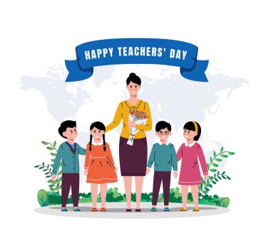 Öğretmenler günü kutlama çocuklar gösteren resim