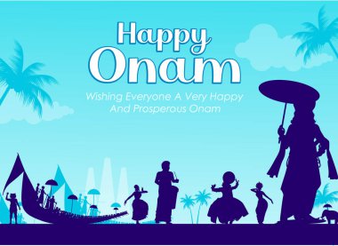 Onam 'ın vektör çizimi. Kerala Onam Tebrik Kartı. 