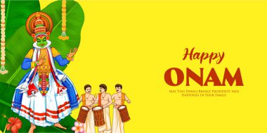 south Indian Kerala festival happy onam greetings background. editable vector illustration design  clipart