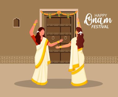 south Indian Kerala festival happy onam greetings background. editable vector illustration design  clipart