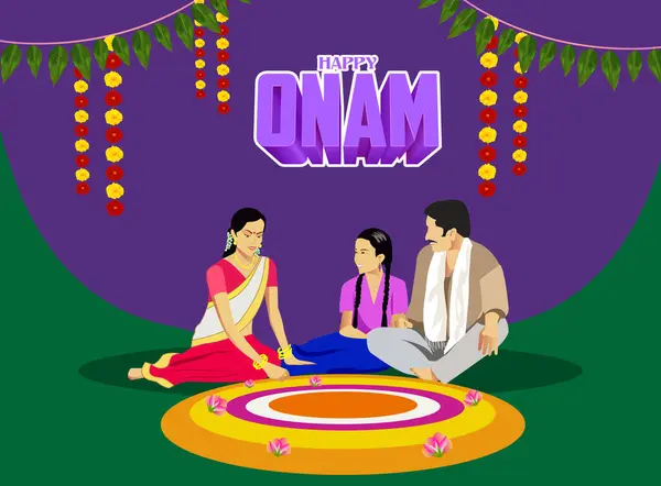 stock vector south Indian Kerala festival happy onam greetings background. editable vector illustration design 