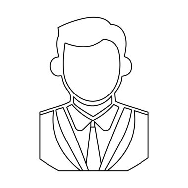 Takım elbiseli iş adamı ikonu, Avatar sembolü. Beyaz arkaplanda izole edilmiş düz vektör işareti. Grafik ve web tasarımı için basit vektör glypg çizimi. yönetim, bankacılık