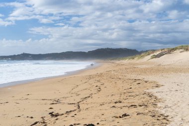 Galiçya sahilinde sahil, Pontevedra, İspanya. Lanzada plajı. Boşluğu kopyala.