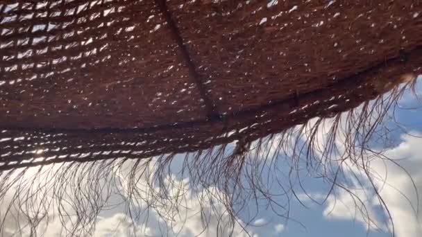 Wind Driven Parasol Made Natural Materials Soft Movement Wind — Stock Video