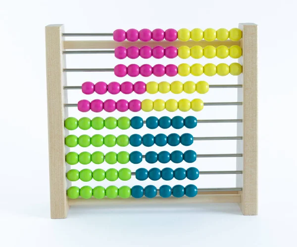 stock image Back to school. Abacus with coloured beads on a white background.