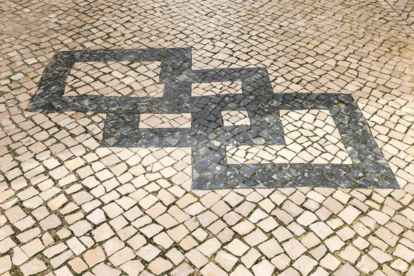 Typical Portuguese Tiled Floor Forming Squares Lisbon Portugal — Stock Photo, Image