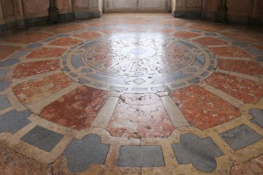 Mafra, Lisbon, Portugal- January 17, 2023: Corridors with marble decoration of the Palace-Convent and Royal building of Mafra
