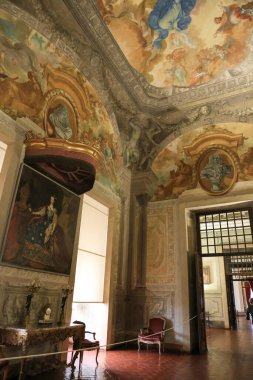 Mafra, Lisbon, Portugal- January 17, 2023: Ceiling art and decoration of the Beautiful Palace-Convent and Royal building of Mafra