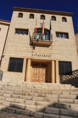 Finestrat, Alicante- February 5, 2023: Town Hall facade of Finestrat village on a sunny day of winter