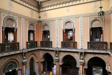 Lisbon, Portugal- October 21, 2022: Beautiful Courtyard and decoration of Casa do Alentejo in Lisbon