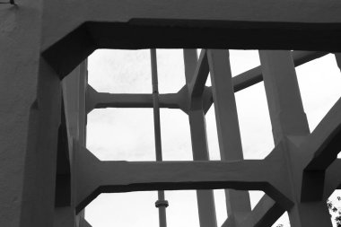 Structure made of cement of water tank. Monochrome picture