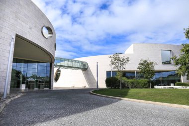 Lisbon, Portugal- October 21, 2022: Modern facade with beautiful design of Champalimaud Center for the Unknown in Lisbon