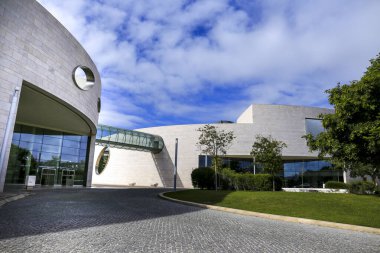 Lisbon, Portugal- October 21, 2022: Modern facade with beautiful design of Champalimaud Center for the Unknown in Lisbon
