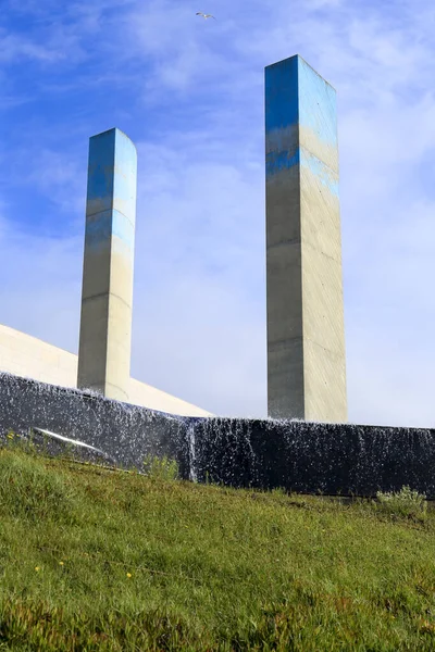 Лиссабон Португалия Октября 2022 Года Современный Фонтан Красивым Дизайном Центре — стоковое фото