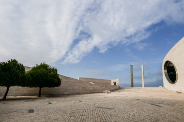 Lisbon, Portugal- October 21, 2022: Modern facade with beautiful design of Champalimaud Center for the Unknown in Lisbon