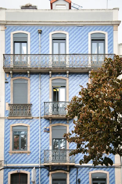 Majestuosas Casas Antiguas Con Grandes Ventanales Fachadas Azulejos —  Fotos de Stock
