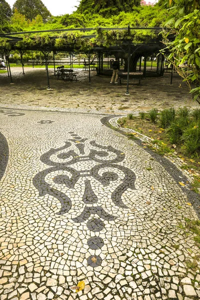 Lissabon Portugal Maart 2023 Prachtige Geplaveide Vloer Principe Echte Tuin — Stockfoto