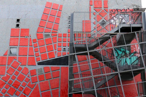 Lisbonne Portugal Octobre 2022 Façade Abstraite Colorée Aux Formes Géométriques — Photo