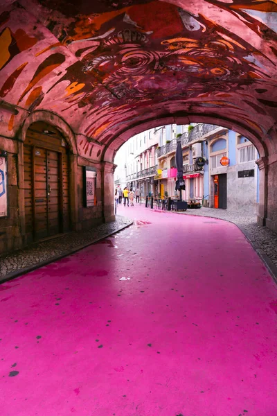 Lisboa Portugal Octubre 2022 Calle Pink Barrio Cais Sodre Lisboa — Foto de Stock