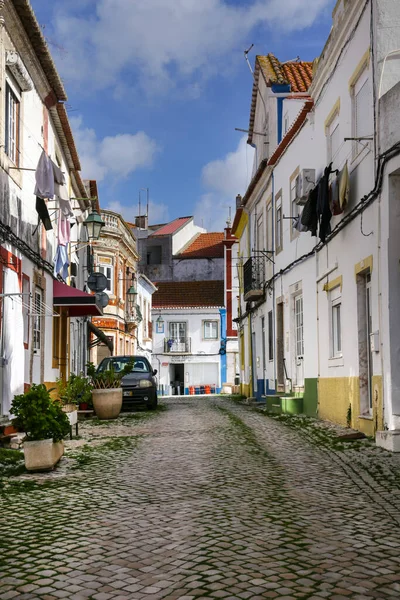 Alcochete Lisboa Portugal Noviembre 2022 Fachadas Típicas Calles Estrechas Ciudad —  Fotos de Stock
