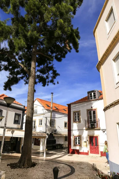 Alcochete Lisboa Portugal Novembro 2022 Fachadas Típicas Ruas Estreitas Cidade — Fotografia de Stock