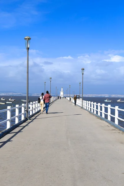 stock image Alcochete, Lisbon, Portugal- October 21, 2022: People relaxing and doing exercise in Alcochete town on the shore of The Tagus river