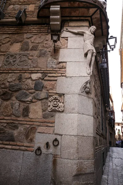 Toledo Spain Christ Carved Stone Corner Cason Los Lopez Toledo — Stock Photo, Image