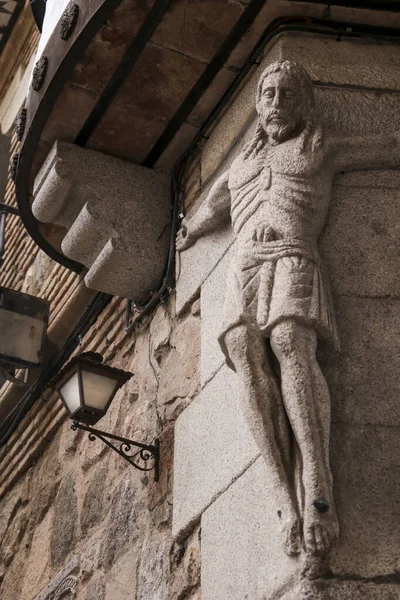 Cristo Tallado Piedra Esquina Casón Los López Ciudad Toledo —  Fotos de Stock