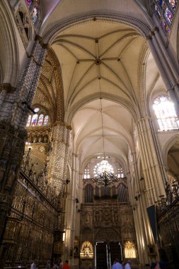 Toledo, İspanya - 6 Ekim 2022: Toledo 'lu Aziz Mary Katedrali (Toledo Katedrali))