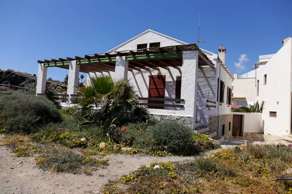 Maisons Blanchies Chaux Près Rivage Dans Village Pêcheurs Cabo Palos — Photo