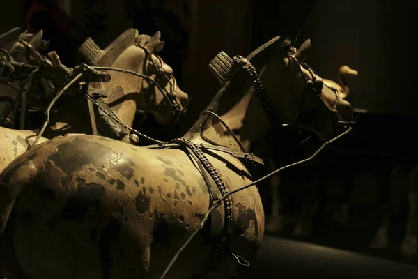 Аликанте Испания Апреля 2023 Года Воспроизведение Бронзовой Колесницы Выставке Армии — стоковое фото